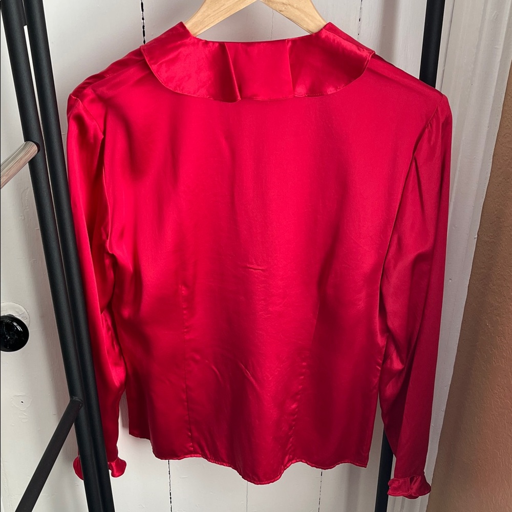 Source Unknown Red Satin Blouse - image 4